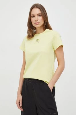 Pinko t-shirt bawełniany damski kolor żółty 100355.A1NW