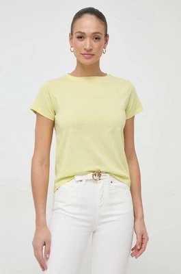 Pinko t-shirt bawełniany damski kolor żółty 100373.A1N8