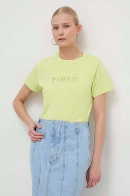 Pinko t-shirt bawełniany damski kolor żółty 101752.A1NW