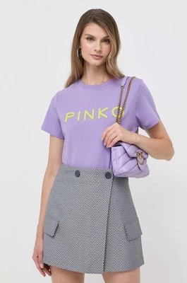 Pinko t-shirt bawełniany kolor fioletowy 101752.A150