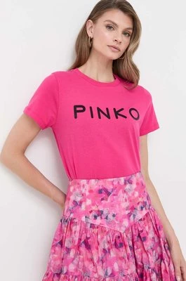 Pinko t-shirt bawełniany kolor różowy