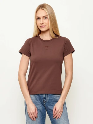 Pinko T-shirt Bussolotto | Regular Fit brązowy