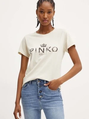 Pinko t-shirt damski kolor beżowy 100355 A2A3