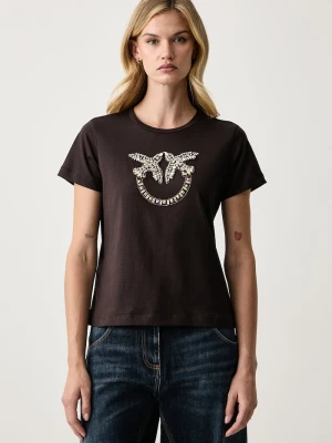 Pinko T-shirt damski z bawełną brązowy