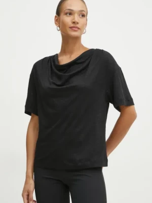 Pinko t-shirt lniany kolor czarny 104952 A2GA