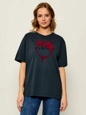 Pinko T-shirt Strepitoso | Relaxed fit grafitowy