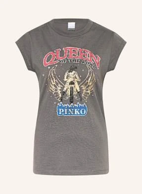 Pinko T-Shirt Z Obszyciem Ozdobnymi Kamykami grau