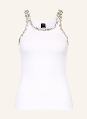 Pinko Tank Top Z Ozdobnymi Kamykami weiss