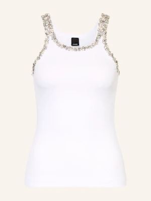Pinko Tank Top Z Ozdobnymi Kamykami weiss