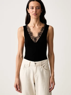 Pinko top swetrowy damski z wełną czarny