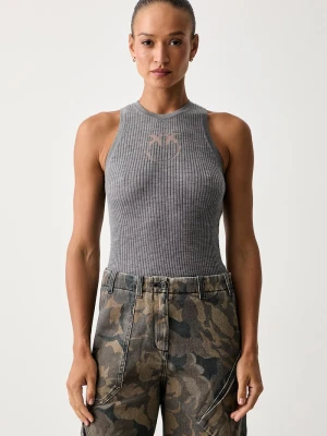 Pinko top swetrowy damski z wełną szary