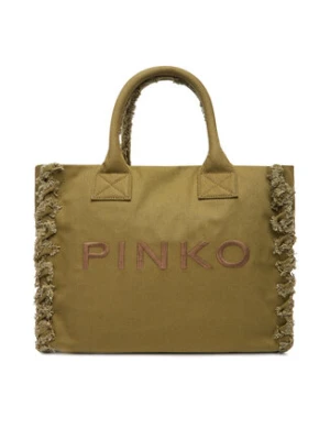 PINKO Torba BEACH SHOPPING CANVAS RICICLATO Zielony
