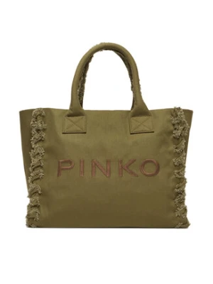 PINKO Torba BEACH SHOPPING CANVAS RICICLATO Zielony