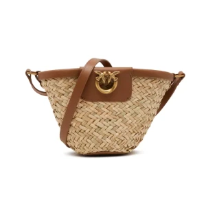 Pinko Torba plażowa LOVE SUMMER BUCKET RAFIA | z dodatkiem skóry