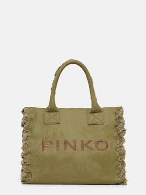 Pinko torebka bawełniana kolor zielony 100782 A1WQ