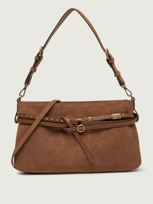 Pinko Torebka na ramię BELT BAG CLASSIC | zamsz brązowy