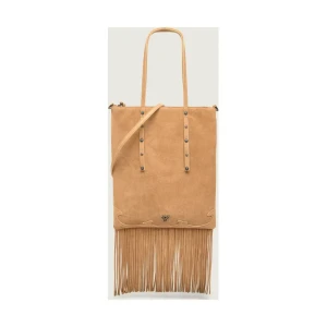 Pinko Torebka na ramię MINI SHOPPER FRINGES | zamsz