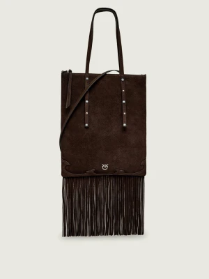 Pinko Torebka na ramię MINI SHOPPER FRINGES | zamsz