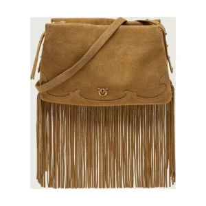 Pinko Torebka na ramię TRIPLET MINI FRINGES | zamsz
