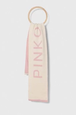 Pinko Up szalik wełniany dziecięcy kolor różowy wzorzysty