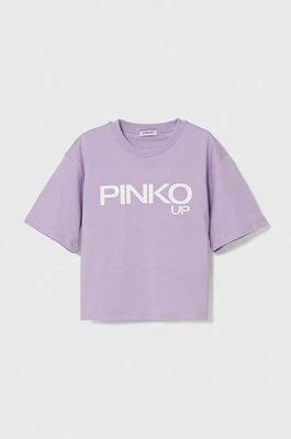 Pinko Up t-shirt bawełniany dziecięcy kolor fioletowy