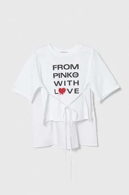 Pinko Up t-shirt dziecięcy kolor biały