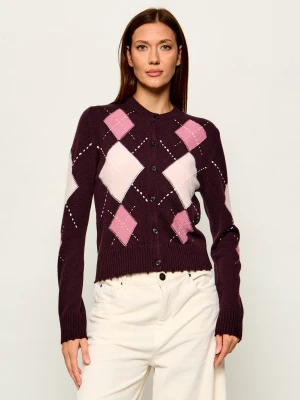 Pinko Wełniany kardigan Cardiff | Regular Fit | z dodatkiem kaszmiru bordowy