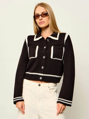 Pinko Wełniany kardigan New Sulcis | Cropped Fit brązowy