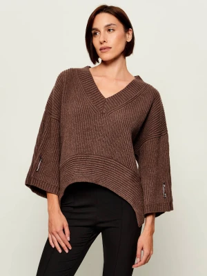 Pinko Wełniany sweter Lione | Relaxed fit brązowy