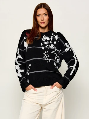 Pinko Wełniany sweter Nuova Andros | Loose fit czarny