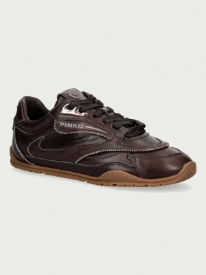 Pinko Yulia 04 sneakersy damskie skórzane brązowy