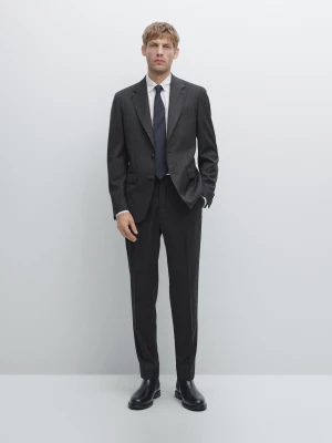 Pinstriped Suit Trousers - Szary - - Massimo Dutti - Mężczyzna