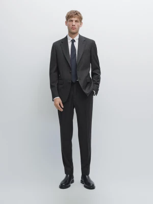 Pinstriped Suit Trousers - Szary - - Massimo Dutti - Mężczyzna