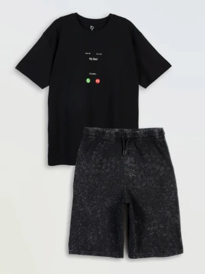 Piżama chłopięca bawełniana z nadrukiem Reporter