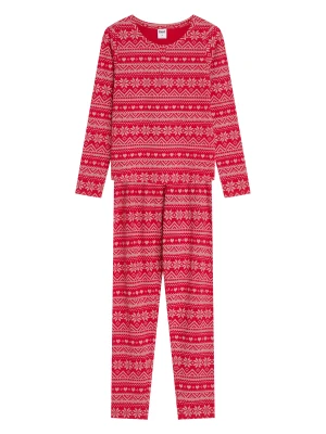 Piżama długa HYGGE MOMENTS czerwona w świąteczny wzór Esotiq