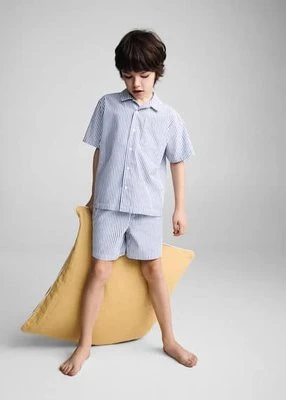Piżama bawełniana w paski z krótkimi nogawkami Mango Kids