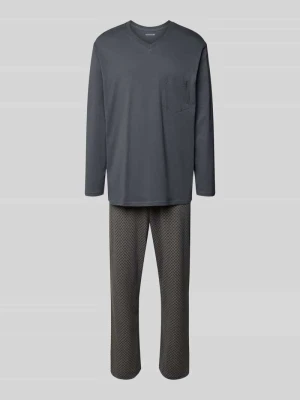 Piżama o kroju comfort fit z kieszenią na piersi Schiesser