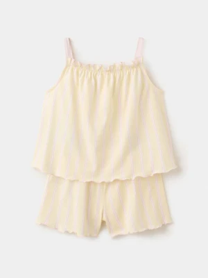 Piżama w paski z krótkimi nogawkami pastelowy żółty - Dzieci - lata - MANGO KIDS