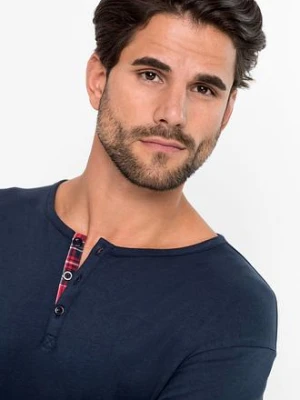 Piżama z czystej bawełny z plisą guzikową i długimi rękawami bonprix