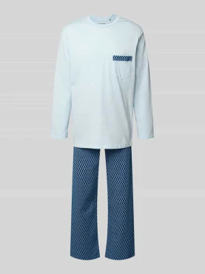 Piżama z klasyczną brustaszą i okrągłym dekoltem Schiesser