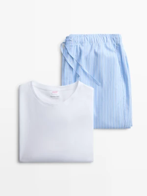 Piżama Z Krótkim Rękawem I Spodniami W Paski - Błękitny - Massimo Dutti - Male