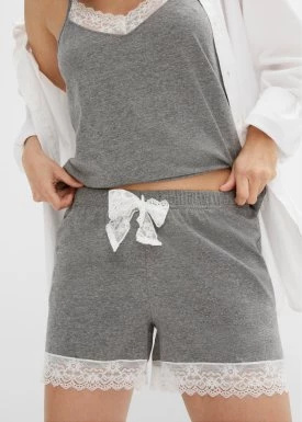 Piżama z krótkimi spodniami i topem na wąskich ramiączkach bonprix