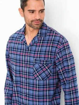 Piżama z miękkiej flaneli z plisą guzikową i długim rękawem. bonprix