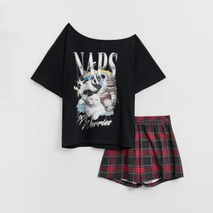 Piżama z nadrukiem kotów House