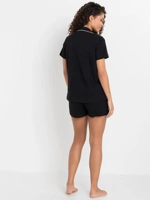 Piżama z  plisą guzikową i krótkimi spodniami bonprix