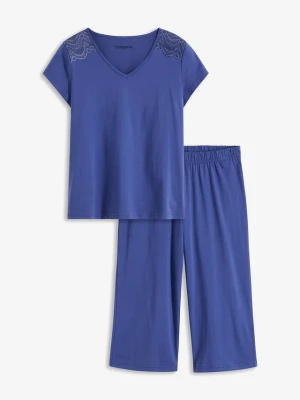 Piżama z szerokimi spodniami culotte 3 / 4 BonPrix niebieski