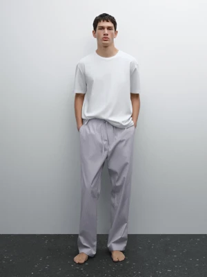 Piżama Ze 100% Bawełny W Paski Z Koszulką Z Krótkim Rękawem - Niebieski - - Massimo Dutti - Mężczyzna