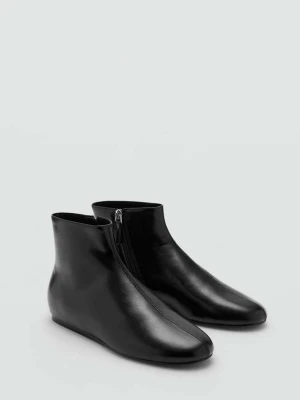 Płaskie botki z suwakiem czarny - Kobieta - - MANGO