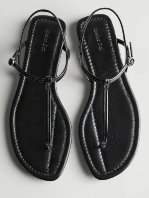 Płaskie Sandały Z Paskiem Na Palec - Czarny - Massimo Dutti - Female