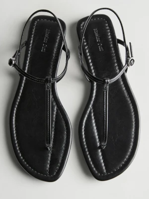 Płaskie Sandały Z Paskiem Na Palec - Czarny - - Massimo Dutti - Kobieta